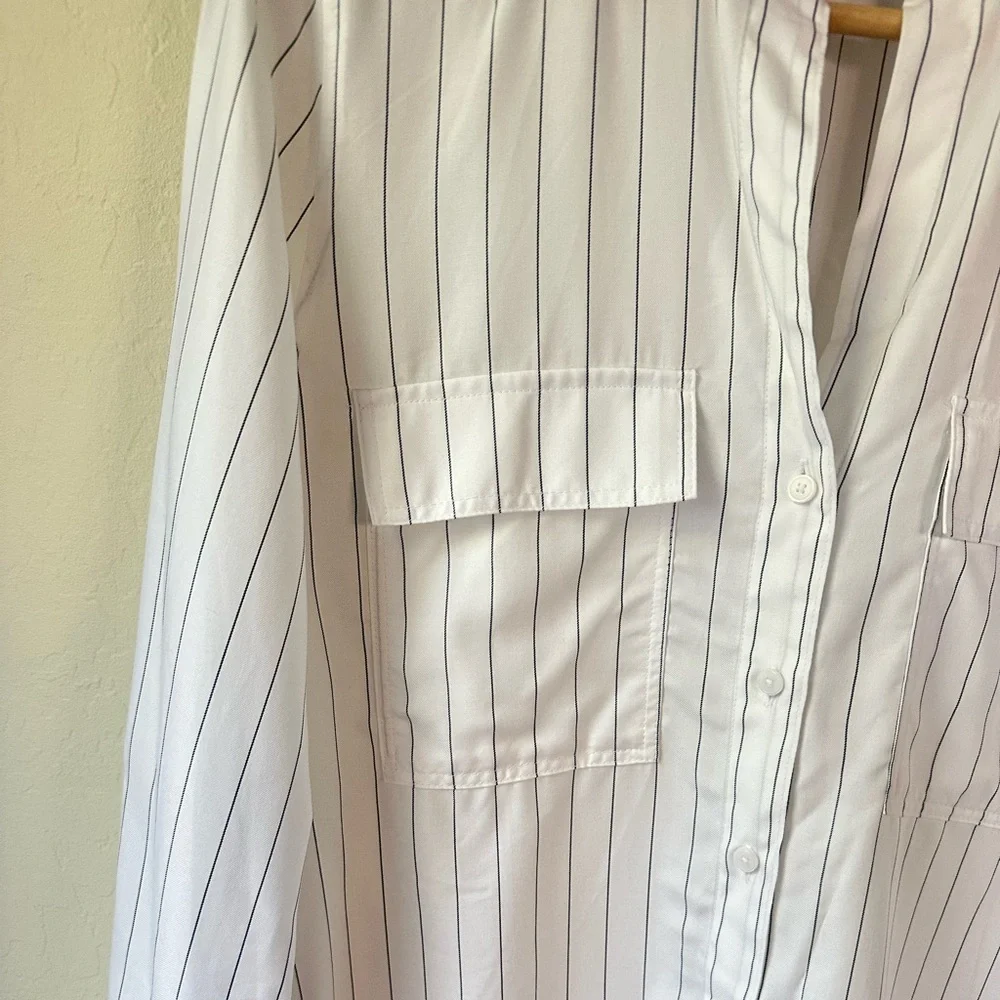 Aritzia Babaton Pinstripe Button Front Utility Shirt XS - Picture 7 of 9